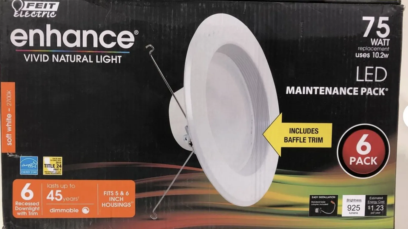 Feit Electric Enhance 75W LED Replacement Retrofit Kit SoftWhite Ceiling Bulbs Appears New in Box