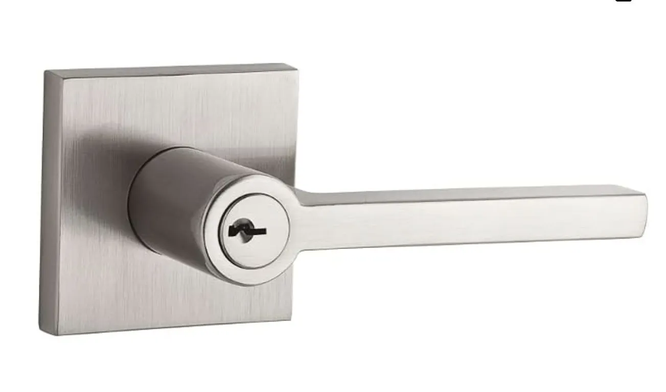 Baldwin Reserve Entry Lockset x Square with Contemporary Square Rose, Satin Nickel Finish MSRP $204 Appears New in Box