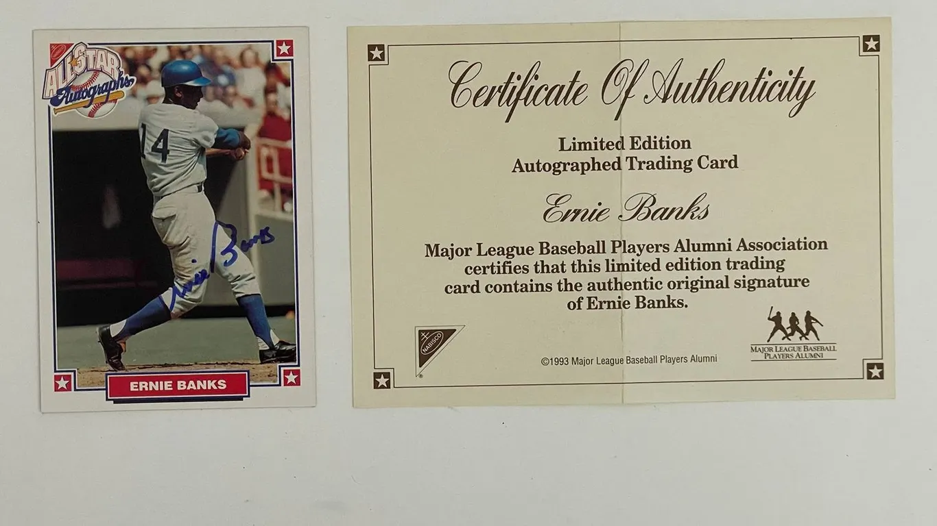 Ernie Banks Signed All-Star Autographs Card