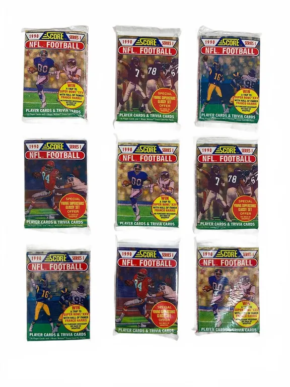 Score 1990 NFL Series 1 Football Card Packs - Lot of 9