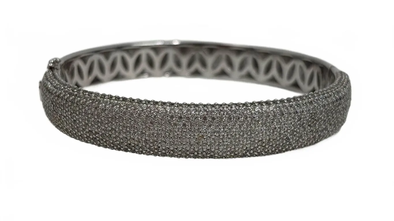 Sterling Silver CZ Pave Bangle Bracelet CZ925