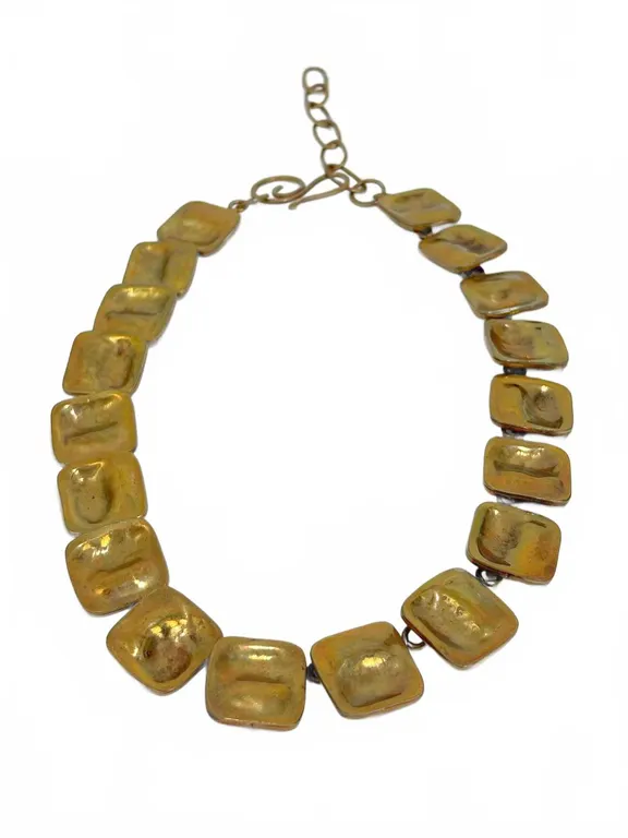 Margaret Ellis Brass Square Link Necklace