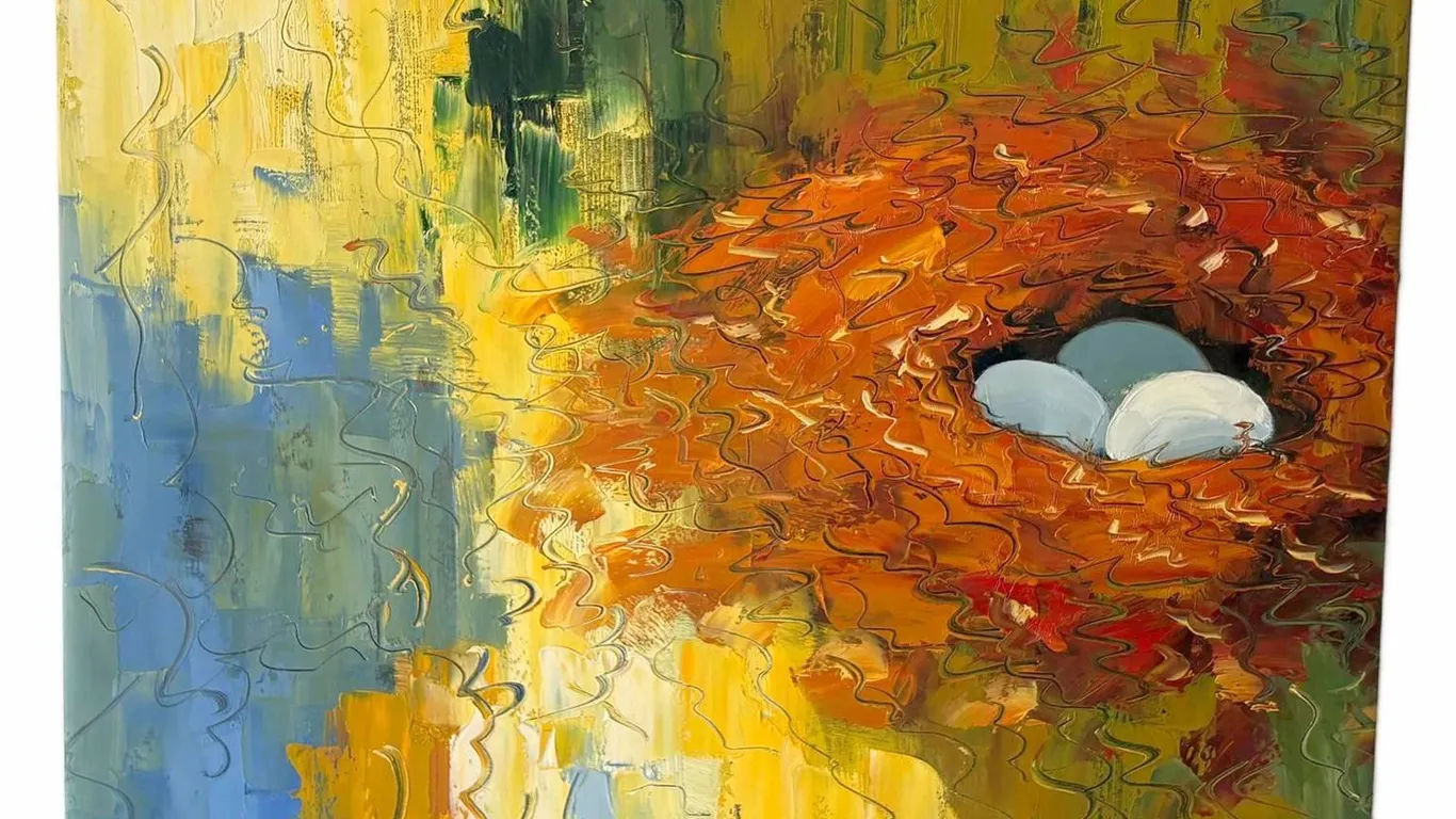 Teresa Soria Nest and Eggs Oil Painting