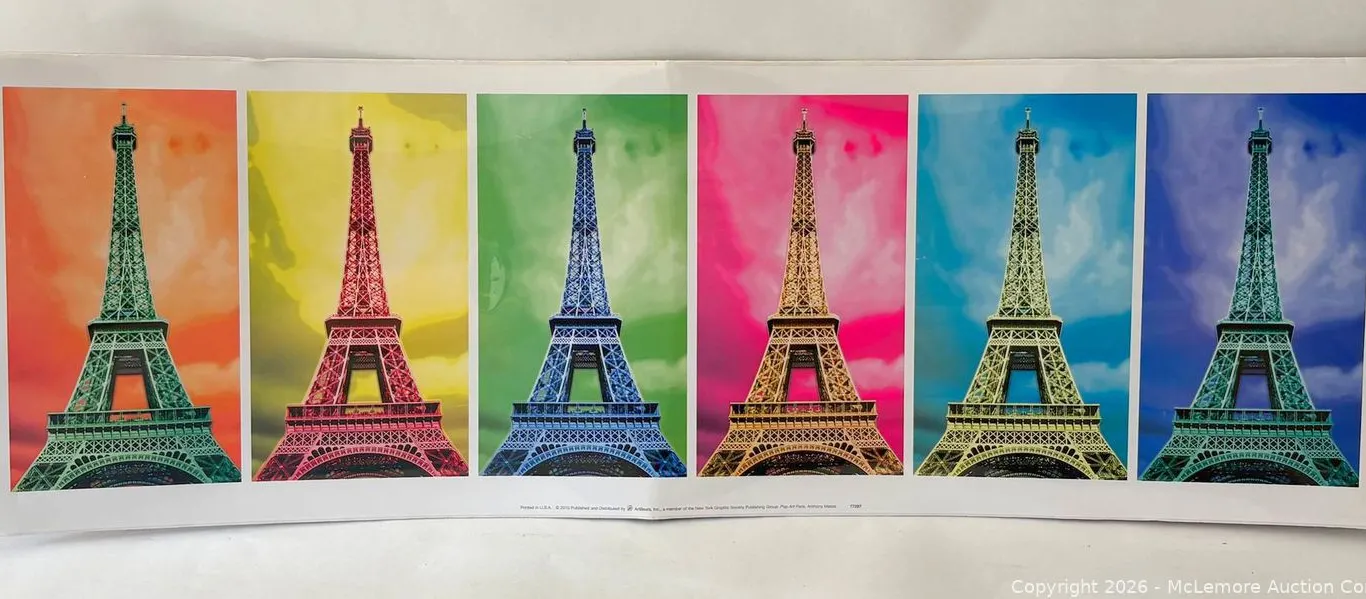 Pop Art Style Eiffel Tower Print 36" x 12