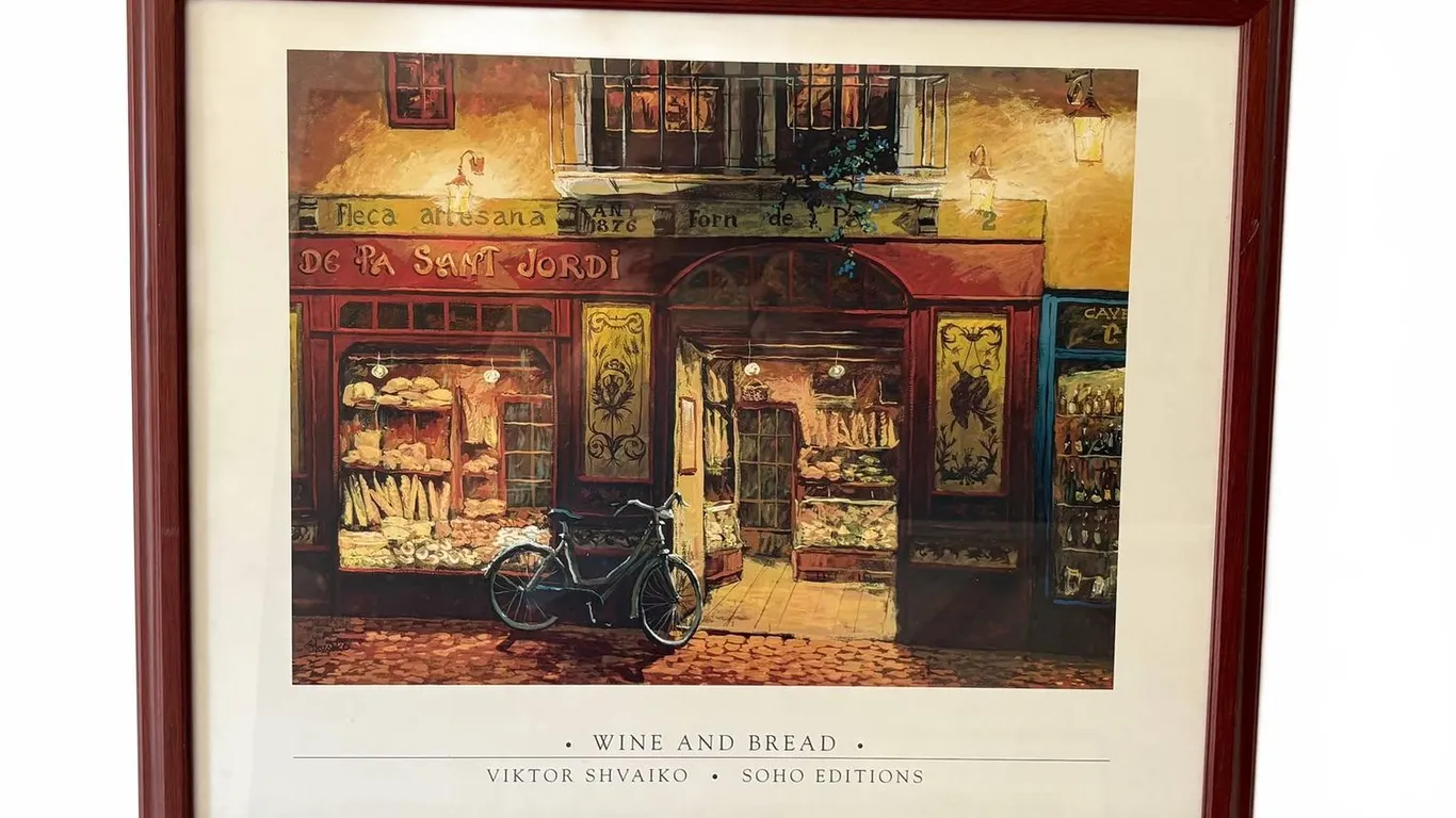 Viktor Shvaiko Wine and Bread Print, Framed