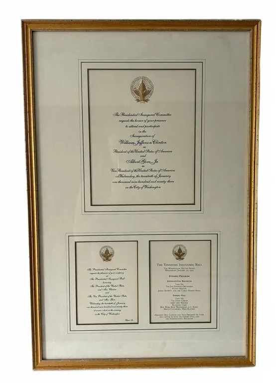 1993 Clinton Inauguration Invitations Framed