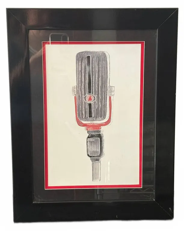 Framed Microphone Artwork, 14" x 17"