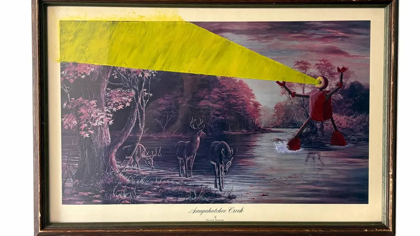Framed Mixed Media on Print, 25" x 17"