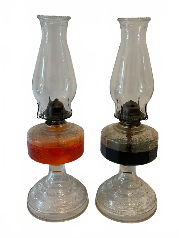 Clear Glass Oil Lamps, 19 Inches