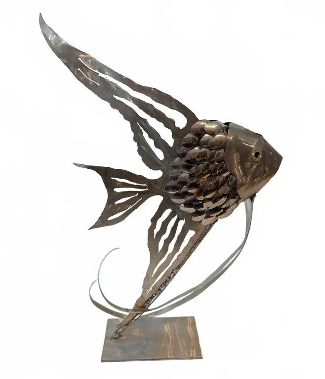 Metal Fish Sculpture, Signed, 16" x 25"