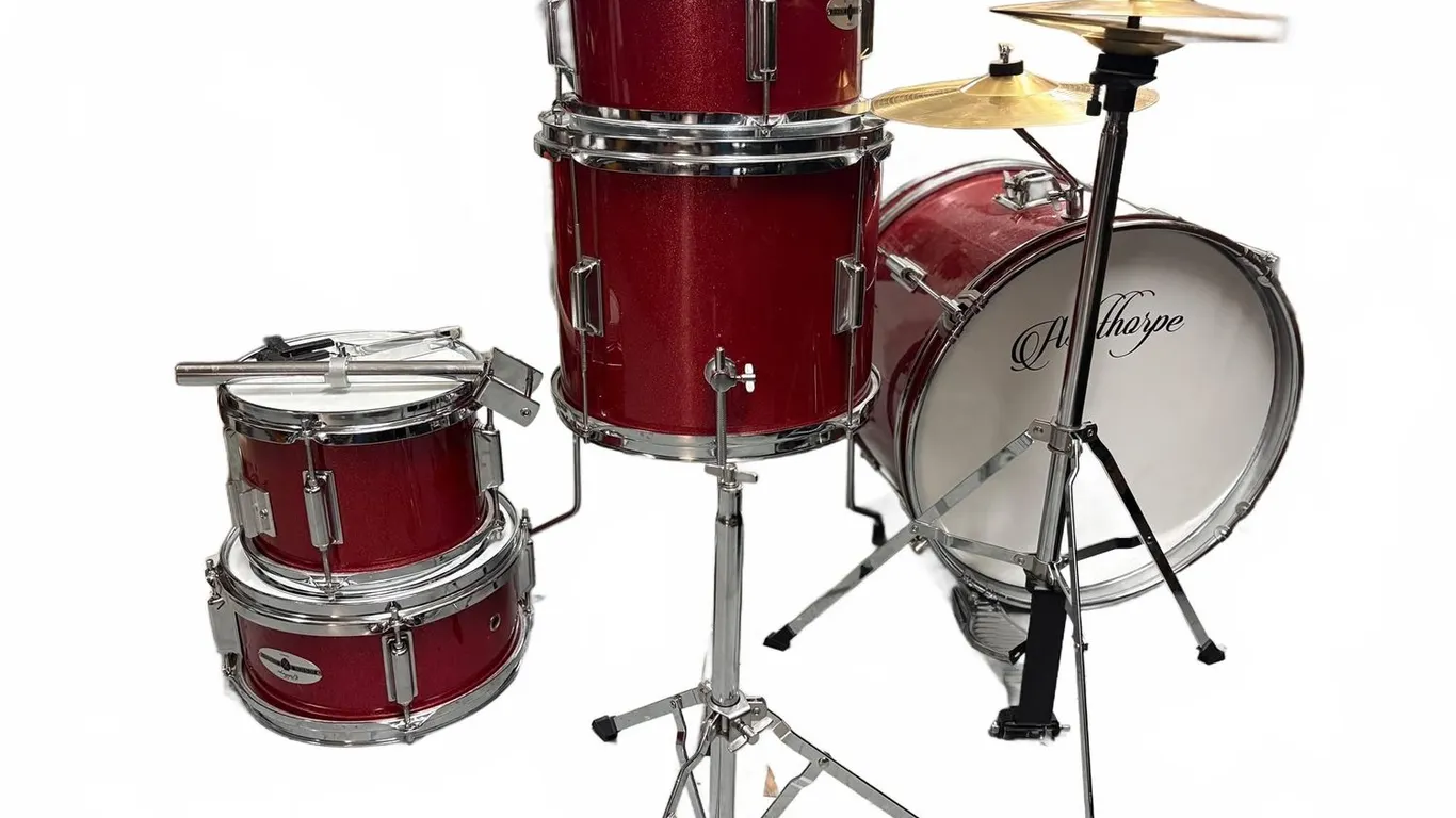 Youth Drum Set Red Sparkle with Cymbals