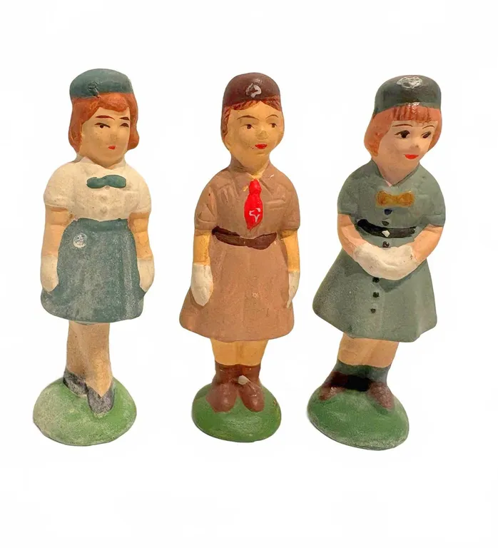 3 Painted Girl Scouts Figurines, 3" Tall