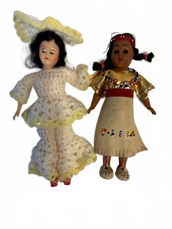 Two Vintage Broken Dolls, Mixed Materials