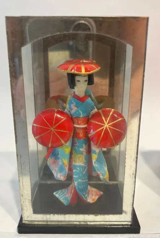 Japanese Kimono Doll in Glass Display Case