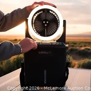 Infinity X1 Solar Misting Fan with 500L LED Ring Light - MSRP $59.99