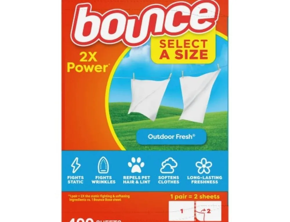 Bounce Select-a-Size Fabric Softener Dryer Sheets, Outdoor Fresh - 400 Sheets - MSRP $13.50 - SEE LINK