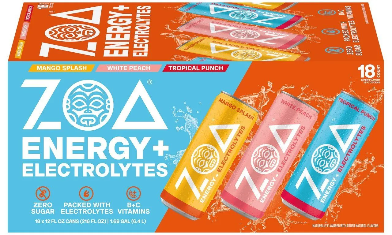 ZOA Energy+ Electrolytes Zero Sugar Variety Pack - 18-Count - MSRP $17.99
