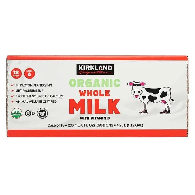 Kirkland Signature Organic Whole Milk - 18-Count - MSRP $15.99 - SEE LINK