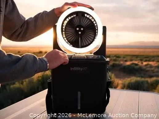 Infinity X1 Solar Misting Fan with 500L LED Ring Light - MSRP $59.99
