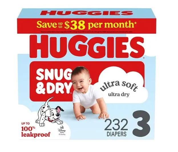 Huggies Snug & Dry Baby Diapers, Size 3x 232-Count - MSRP $46.99 - SEE LINK