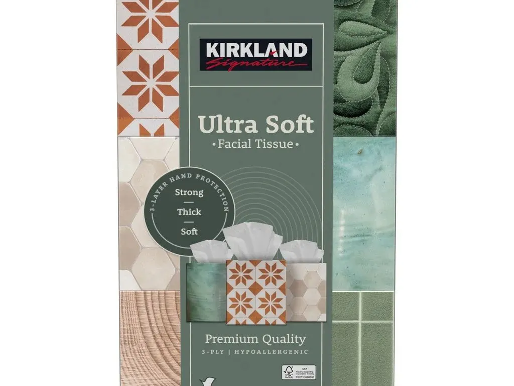Kirkland Signature Ultra Soft Facial Tissue 3-Ply, 84 Tissues - 12-Count - MSRP $19.99 - SEE LINK