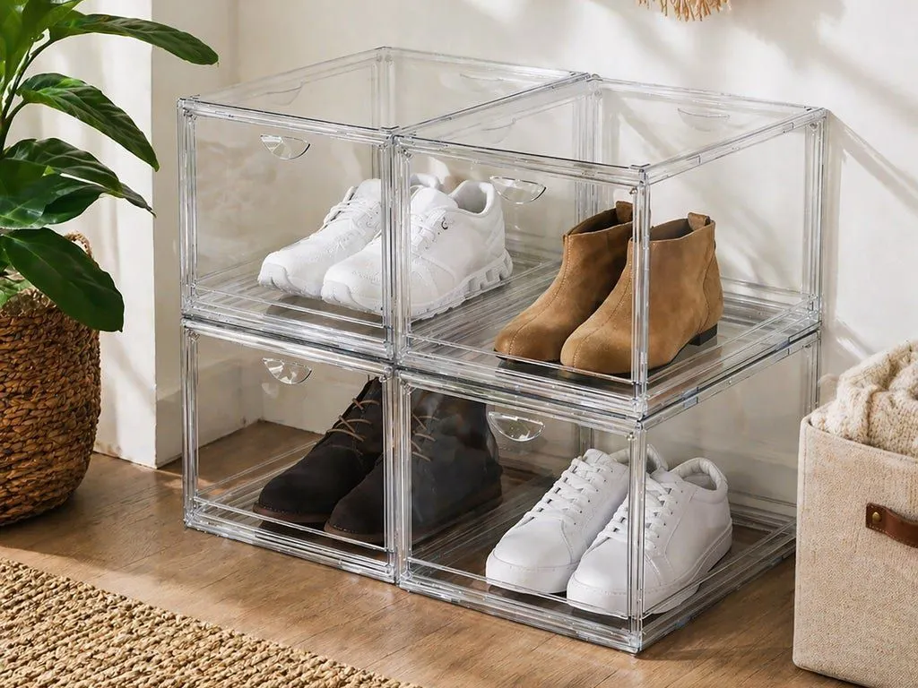 Clear Stackable Shoebox & Organizer - 4-Pack - MSRP $39.99 - SEE LINK