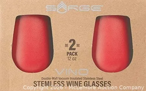 (Brand New) Sarge 12 oz. Stemless Wine Tumbler, Vino Red - 2-Pack - MSRP $19.99