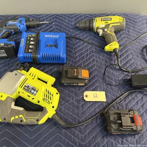 Ryobi and Kobalt Power Tools with Batteries and Chargers