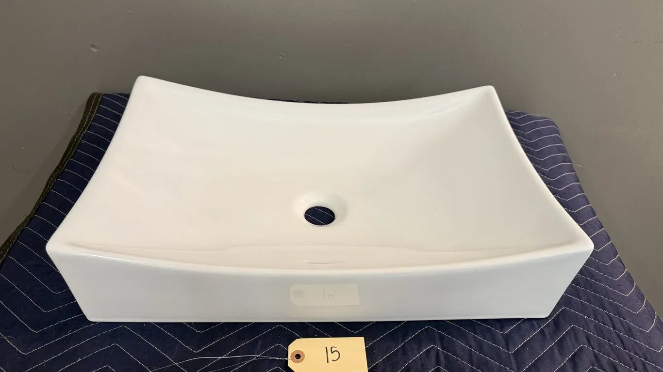 White Rectangular Vessel Sink