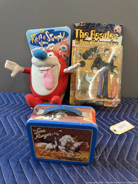 Beatles Yellow Submarine Figure, Stimpy Toy and Lone Ranger Tin