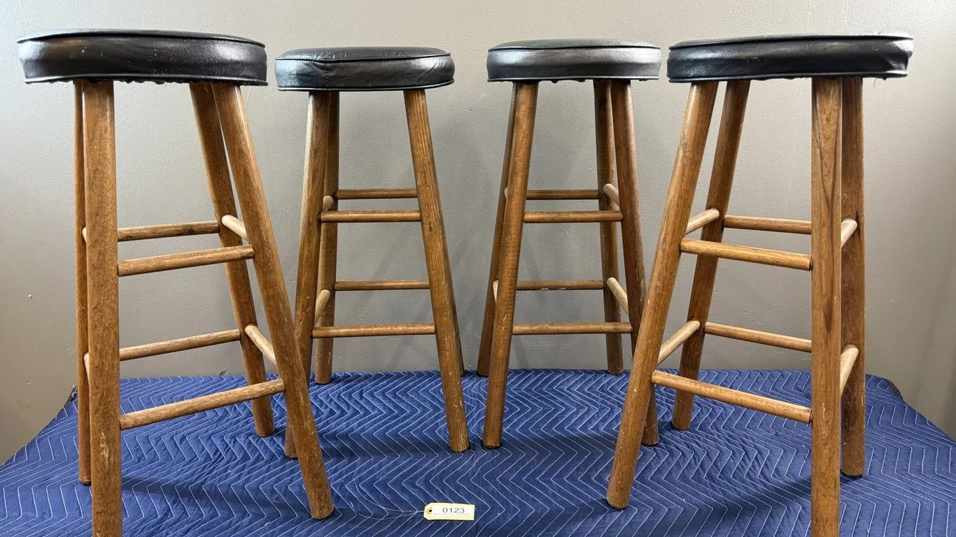 Four Round-Seat Bar Stools