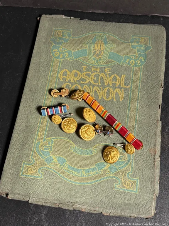 Vintage Military Yearbook with Pins