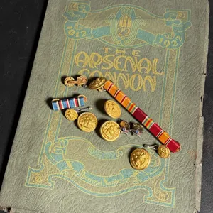 Vintage Military Yearbook with Pins
