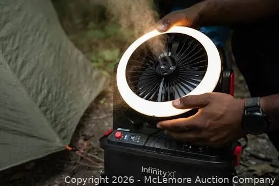 Infinity X1 Solar Misting Fan with 500L LED Ring Light - MSRP $59.99