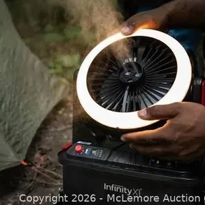 Infinity X1 Solar Misting Fan with 500L LED Ring Light - MSRP $59.99