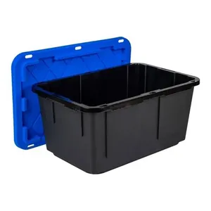 Greenmade Plastic Storage Bin with Lid, 27-Gallon, Black and Blue - 1-Count (Not 8 as Link Shows) - MSRP $12.99 - SEE LINK