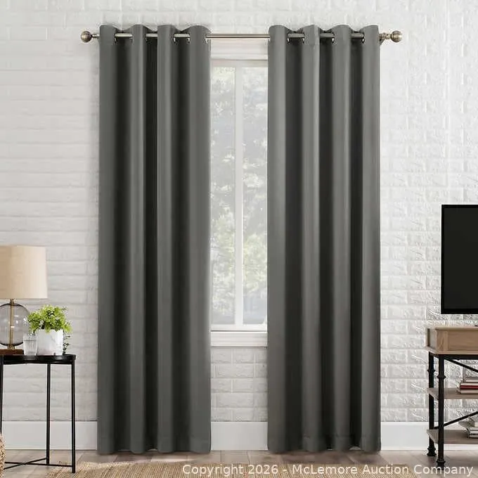 Sun Zero Broderick Theater-Grade Blackout Curtains - Gray - 1 Pair - 100" x 96" - MSRP $44.99 - SEE LINK