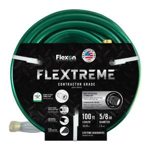 (OUT OF BOX) Flexon 5/8" x 100' Contractor-Grade Hose with Guard & Grip - Green - MSRP $34.99 - SEE LINK