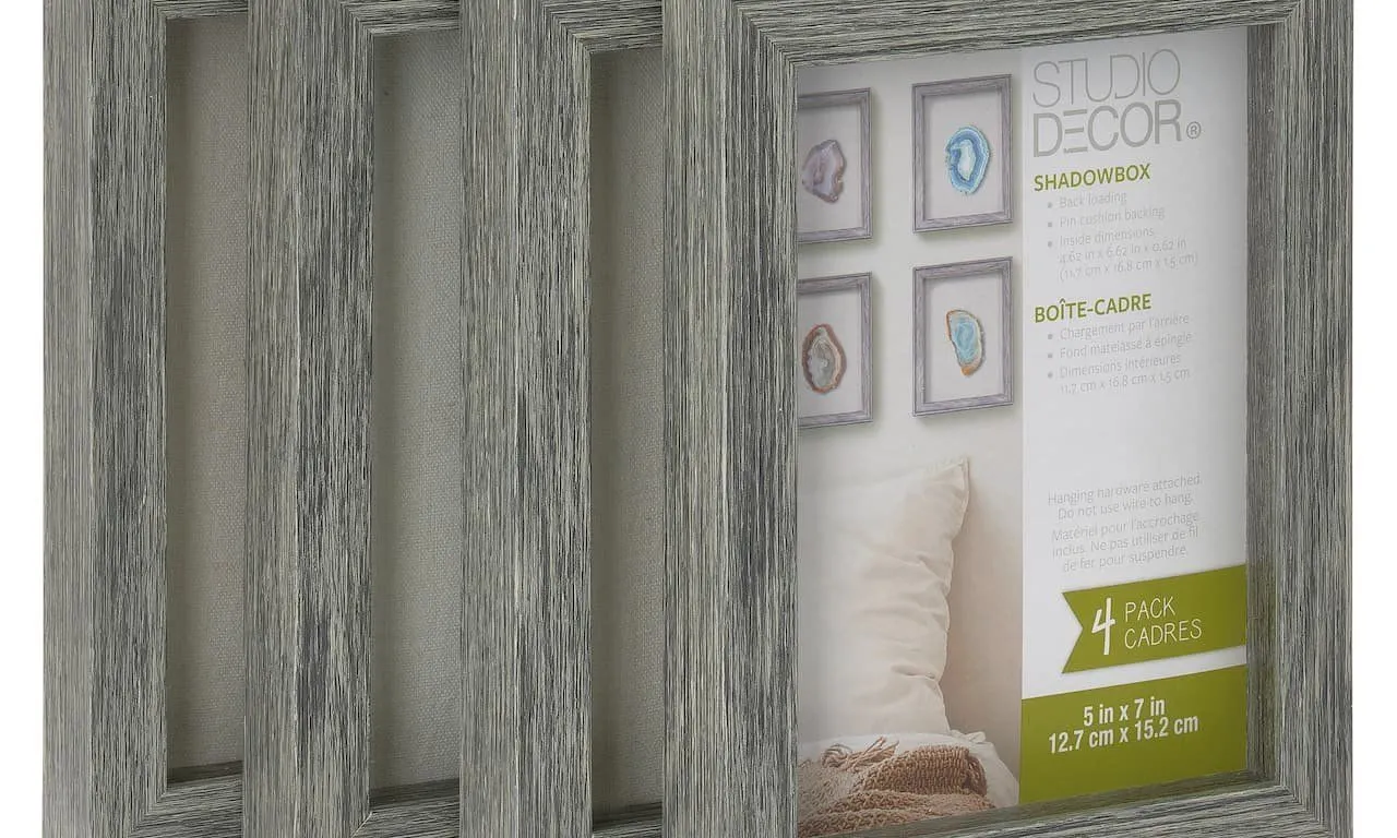 Studio Décor® 5" x 7" Gray Shadow Box - 4-Pack - MSRP $24.99