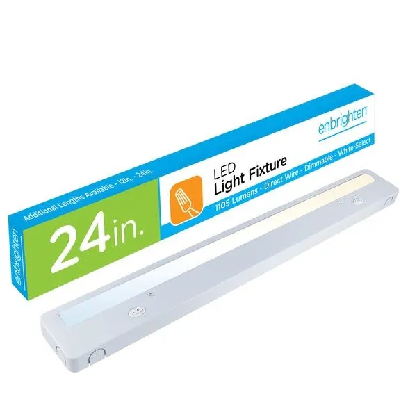 (Brand New) Enbrighten 24" Direct Wire Under-Cabinet Light Fixture, White - MSRP $69.99 - SEE LINK