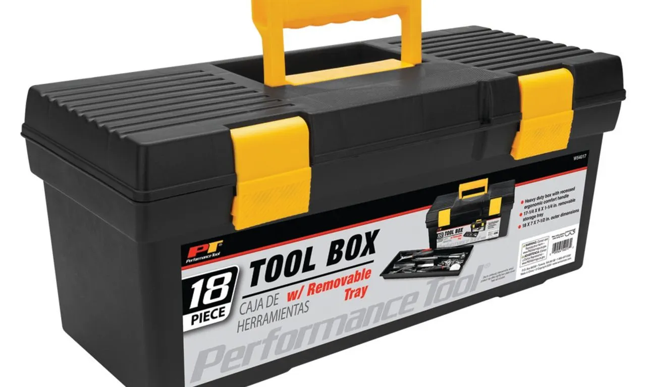 (Brand New) Performance Tool 18" Heavy-Duty Plastic Tool Box with Handle - TOOLS NOT INCLUDED - MSRP $29.46 - SEE LINK