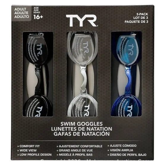 TYR Adult Swim Goggles - 3-Pack - MSRP $19.99 - SEE LINK