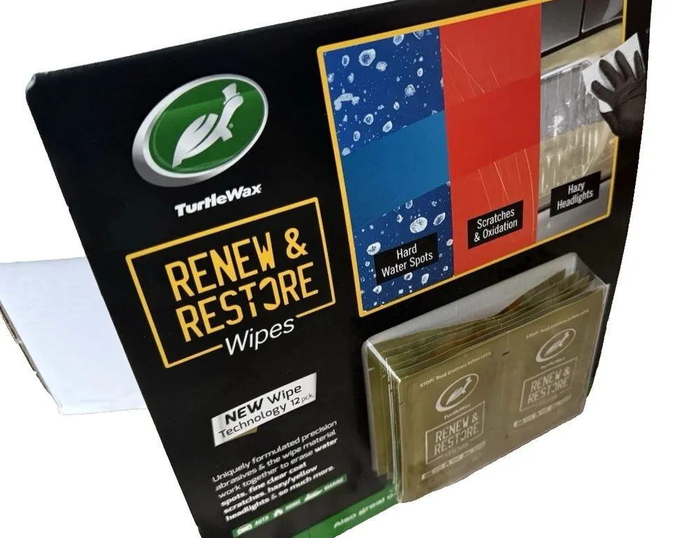 Turtle Wax Renew & Restore Wipes 12 Ct Paint Glass Headlight Oxidation Remover - MSRP $13