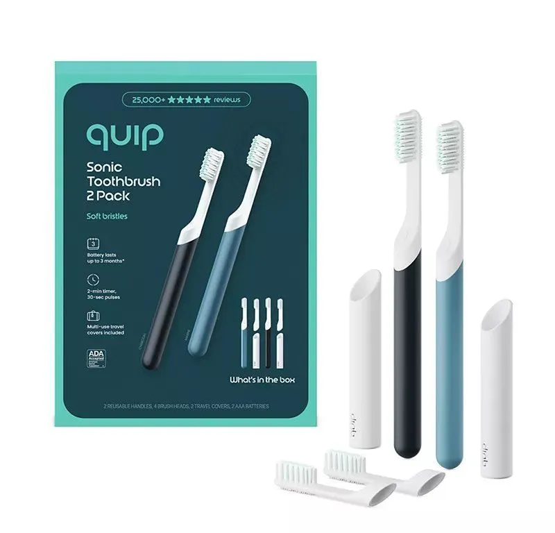quip Sonic Electric Toothbrushes, Marine and Charcoal, with 4 Replacement Brush Heads, 2 pk. - MSRP $26.98 - SEE LINK