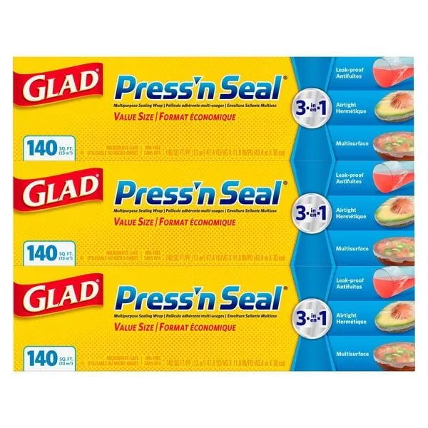 Glad Press'n Seal Multipurpose Sealing Wrap - 140 sq ft - 3-Count - MSRP $22.95 - SEE LINK