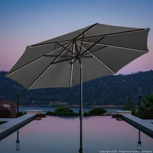 Sunvilla 10' Round Solar LED Market Umbrella, Gray - Base Not Included - MSRP $164.99 - SEE LINK
