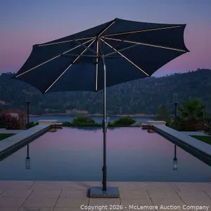 Sunvilla 10' Round Solar LED Market Umbrella - Blue - Base Not Included - MSRP $164.99 - SEE LINK