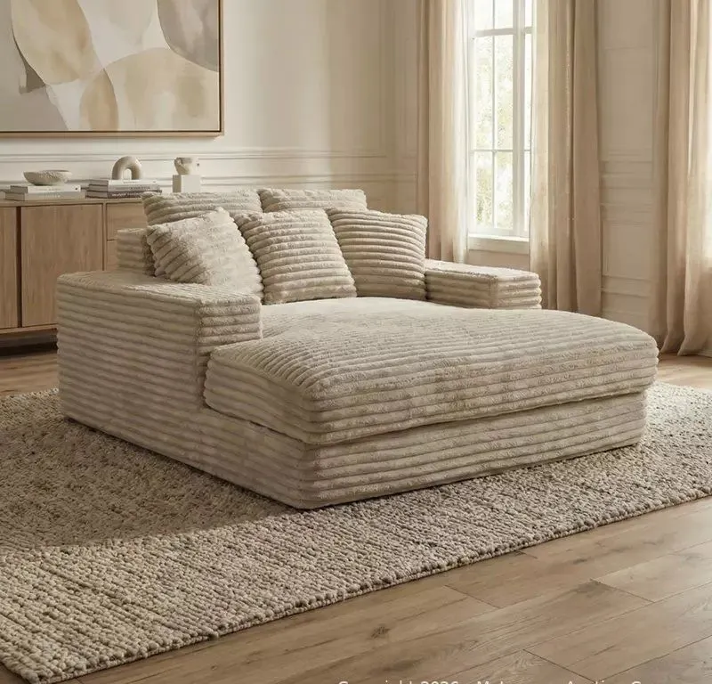 (Store Display) Sealy Snug Corduroy Foam Chaise Lounge - Beige - MSRP $799.99 - SEE LINK
