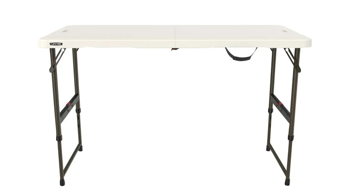 Lifetime 4' Fold-In-Half One-Hand Adjustable Table - Almond - MSRP $39.99 - SEE LINK