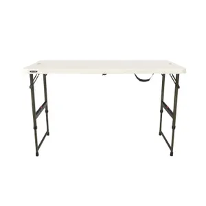 Lifetime 4' Fold-In-Half One-Hand Adjustable Table - Almond - MSRP $39.99 - SEE LINK